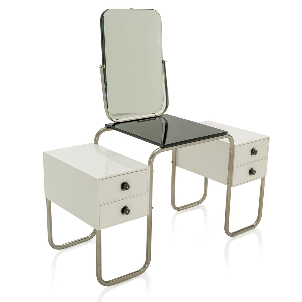 White And Chrome 70s Vanity Desk