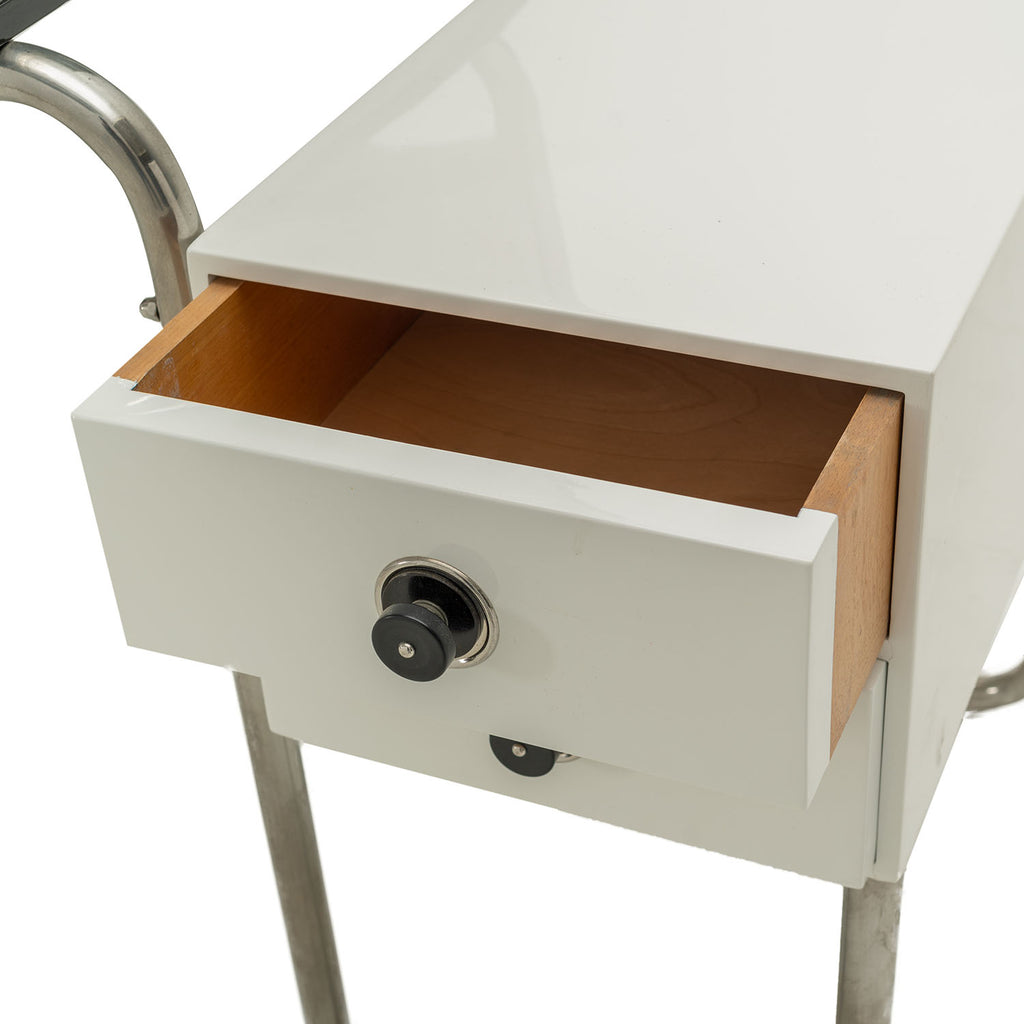 White And Chrome 70s Vanity Desk