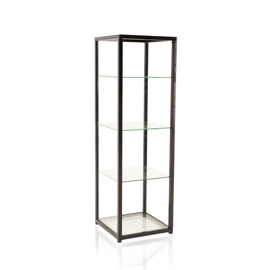 Glass Shelving Unit with Black Frame