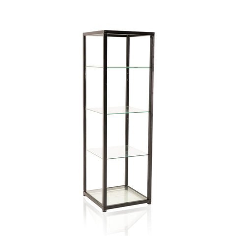 Glass Shelving Unit with Black Frame