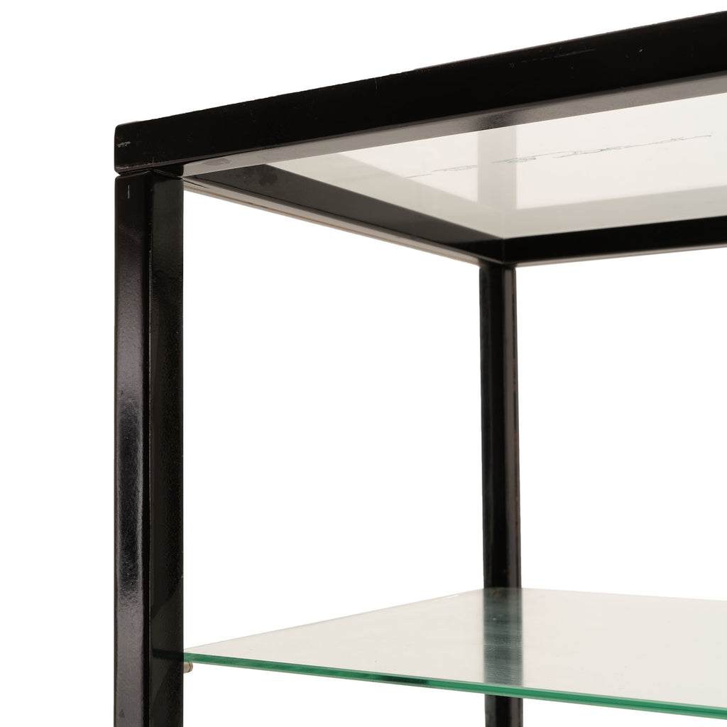 Glass Shelving Unit with Black Frame