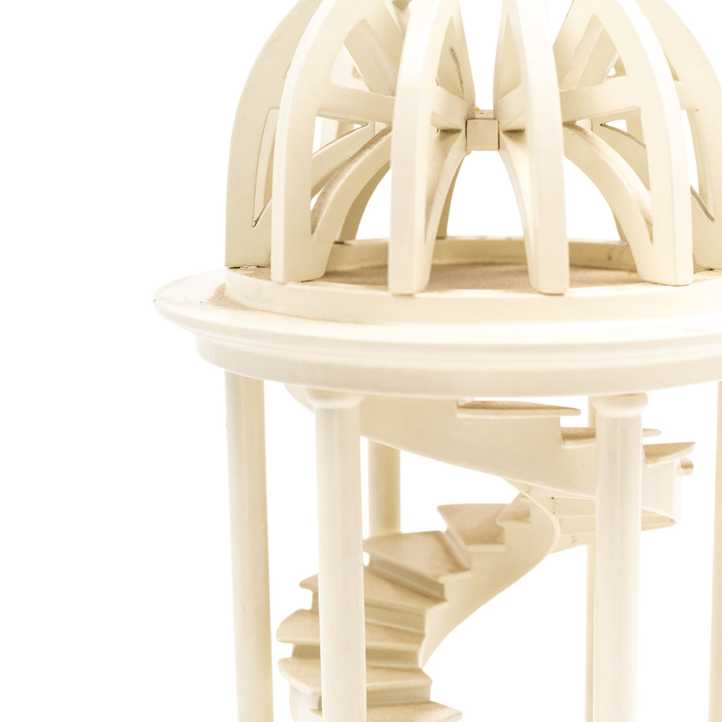 White Ivory Staircase Pillar Tabletop Sculpture