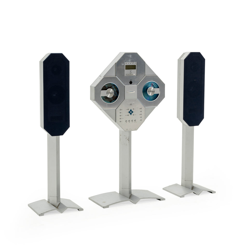 Geometric Standing CD Player and Speaker Set