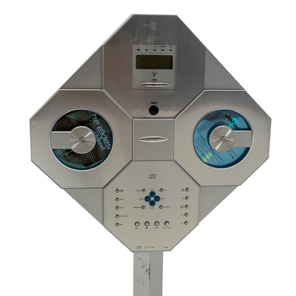 Geometric Standing CD Player and Speaker Set