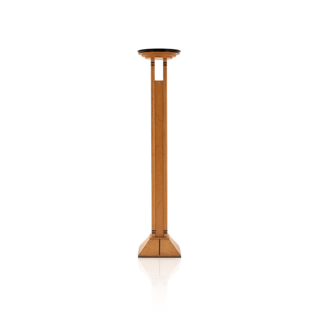 Tall Deco Wood and Black Inlay Column