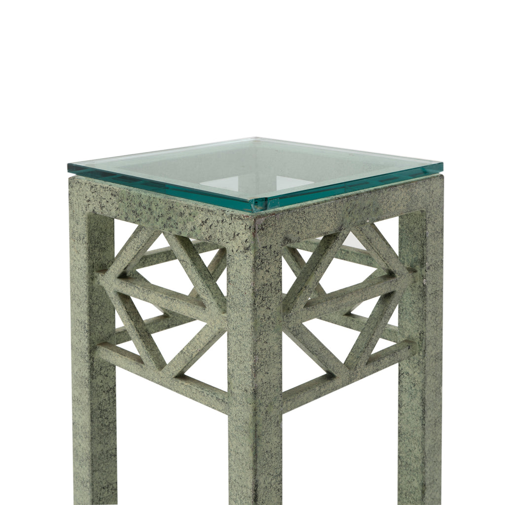 Green Metal Cutout Plant Stand Table