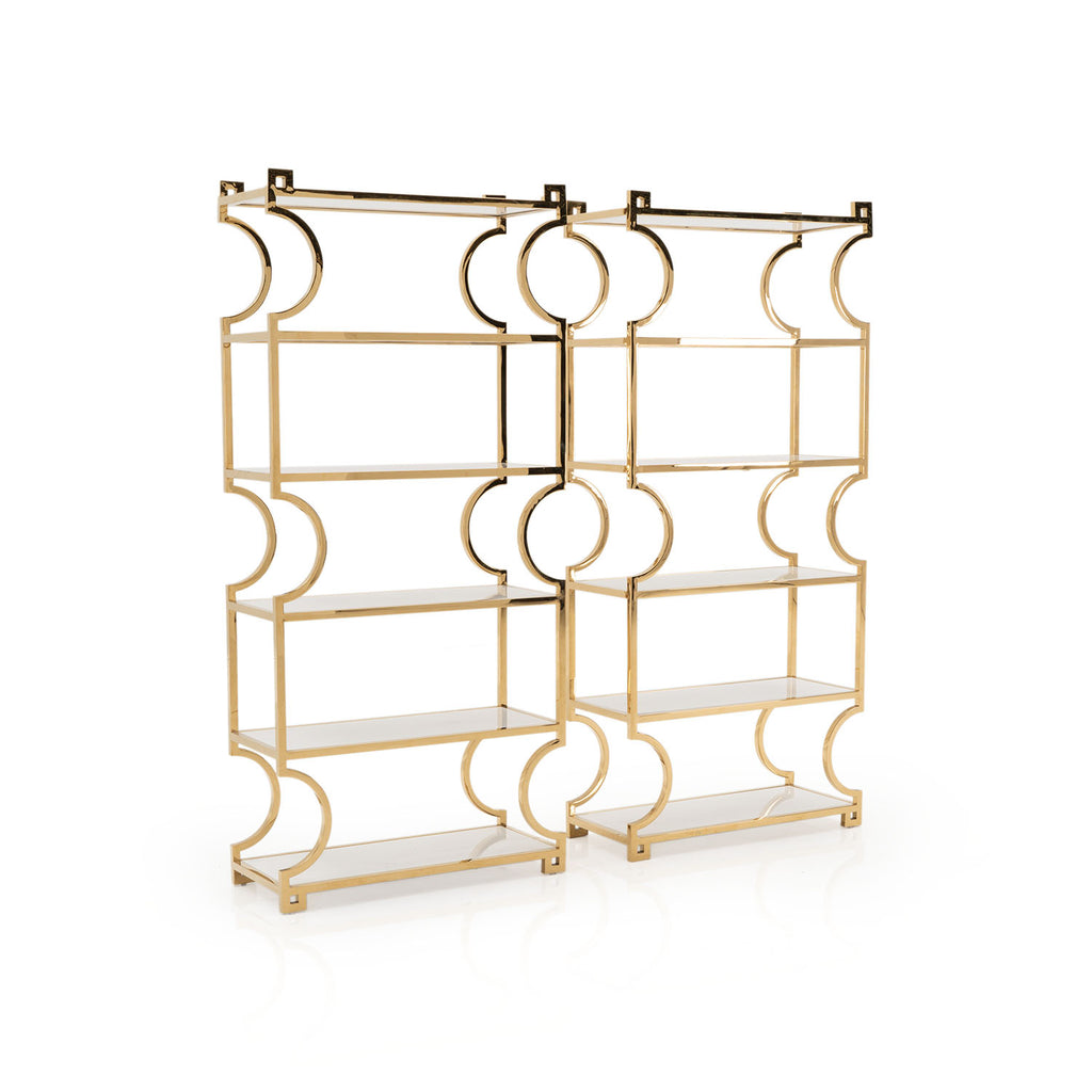 Gold Neoclassical Etagere Bookcase