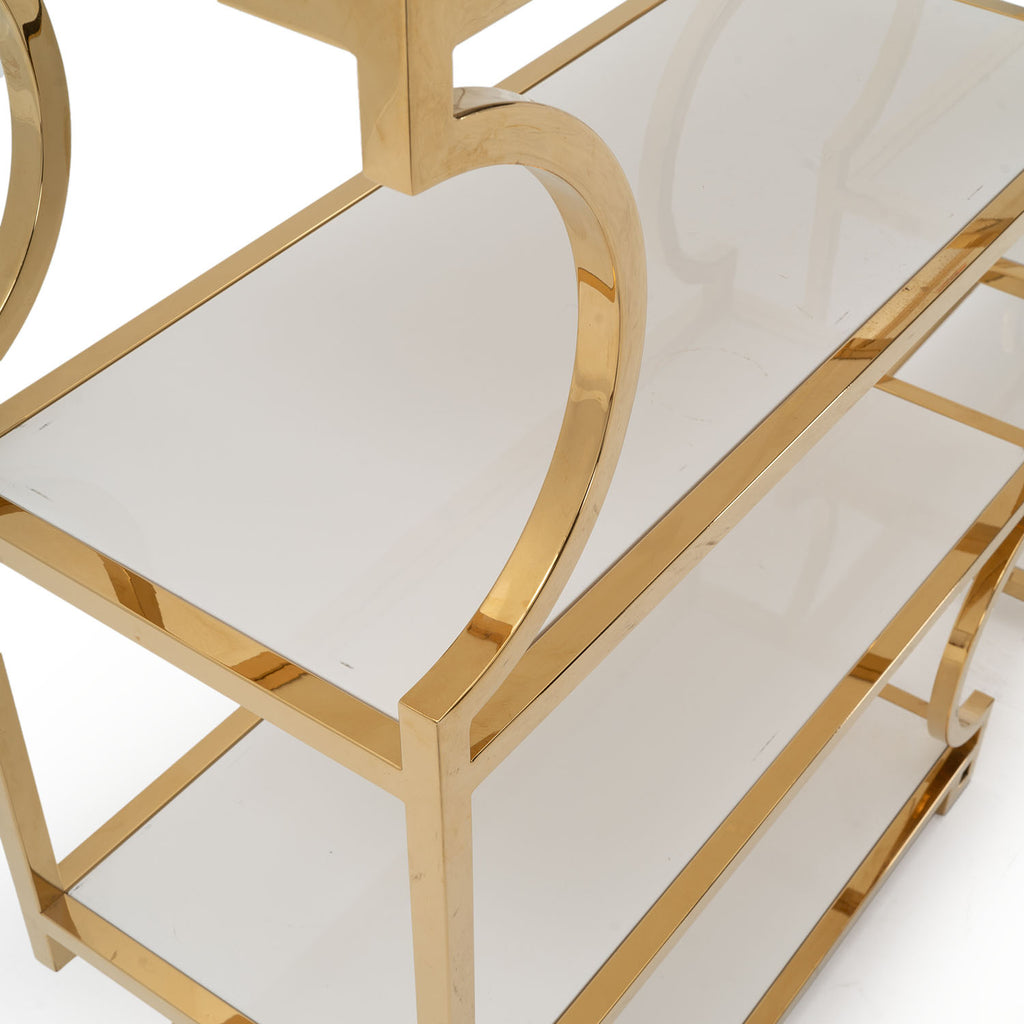 Gold Neoclassical Etagere Bookcase