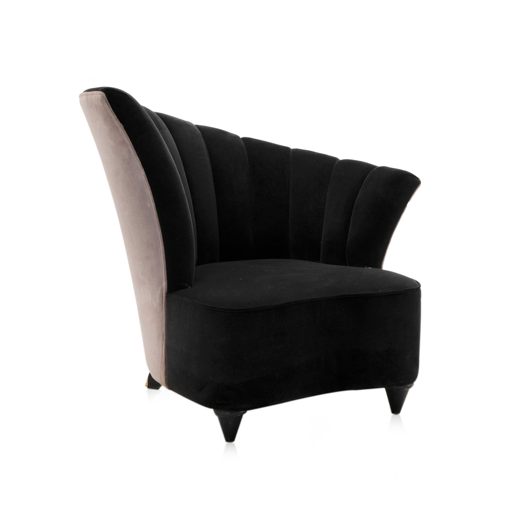 Black Velvet Asymmetrical Fan Back Chair
