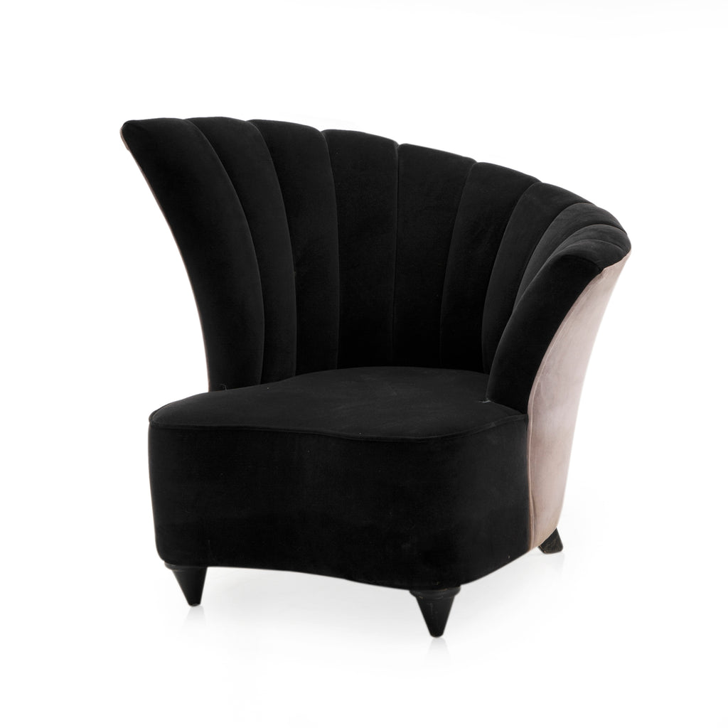Black Velvet Asymmetrical Fan Back Chair