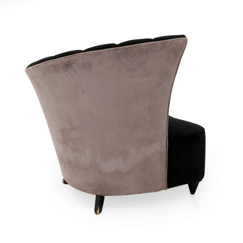 Black Velvet Asymmetrical Fan Back Chair