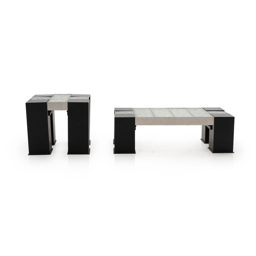 Black & Glass Block Coffee Table