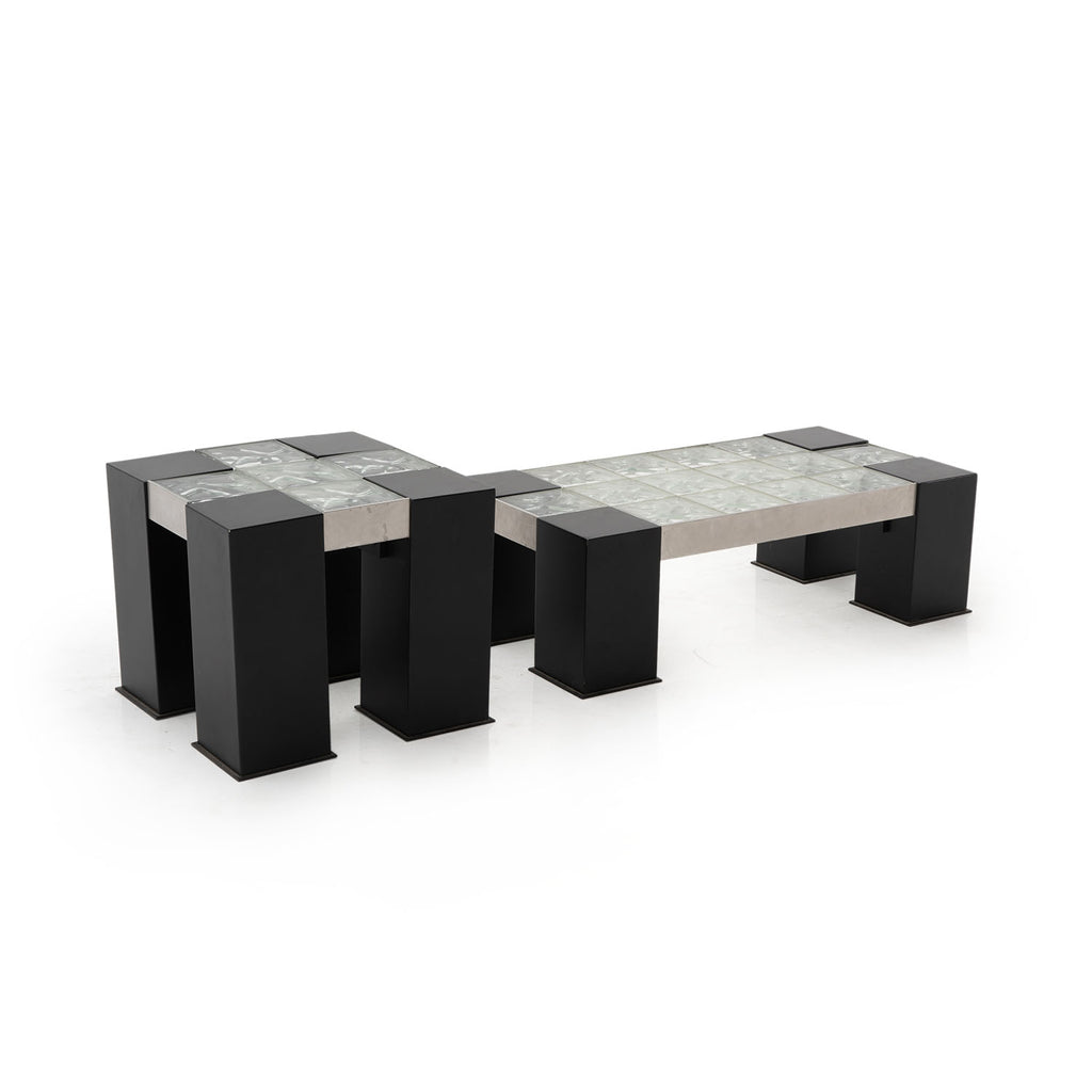 Black & Glass Block Coffee Table