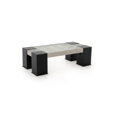 Black & Glass Block Coffee Table