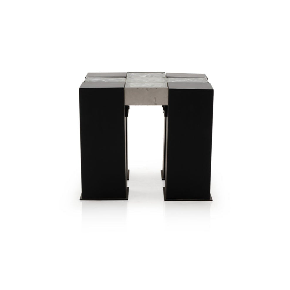 Black & Glass Block Side Table