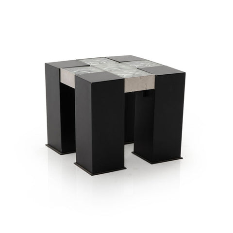 Black & Glass Block Side Table