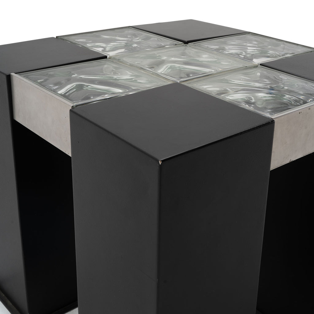 Black & Glass Block Side Table