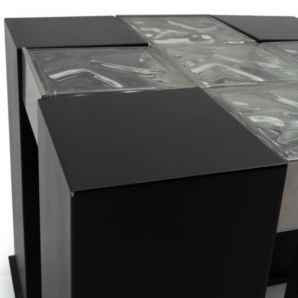 Black & Glass Block Side Table
