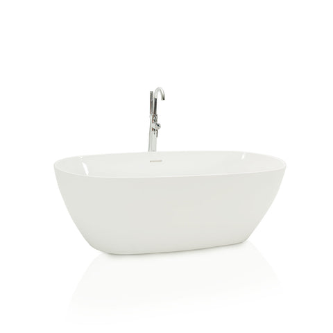 Modern White Bathtub with Chrome Faucet