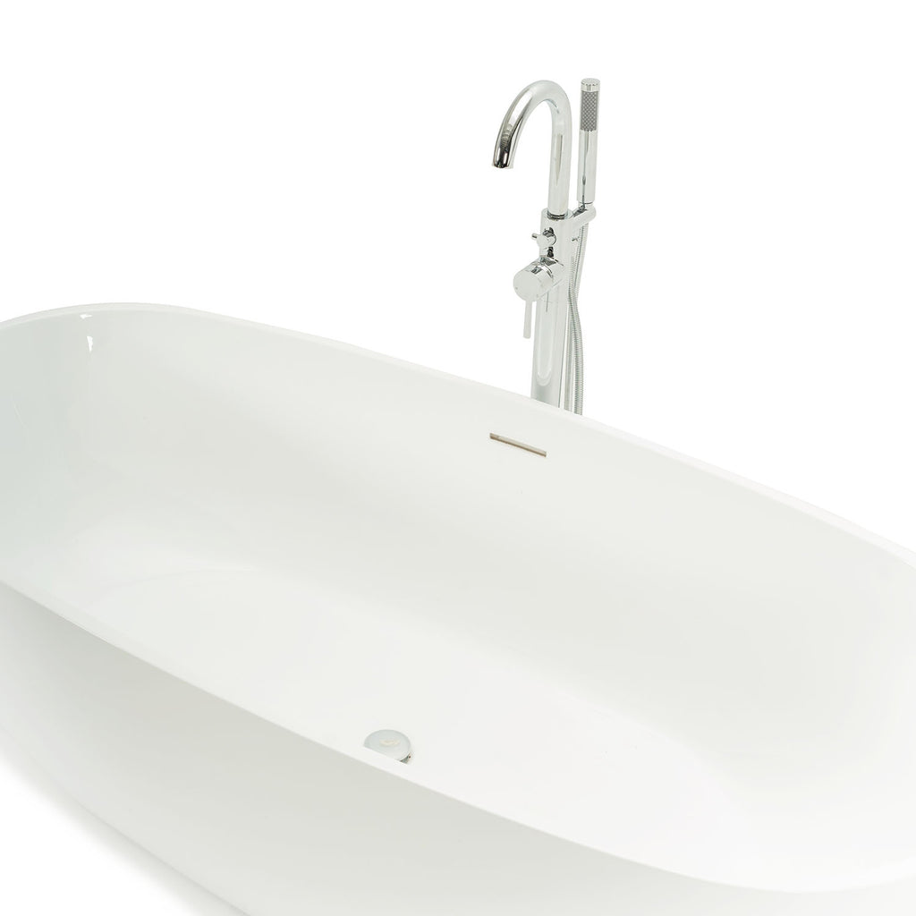 Modern White Bathtub with Chrome Faucet