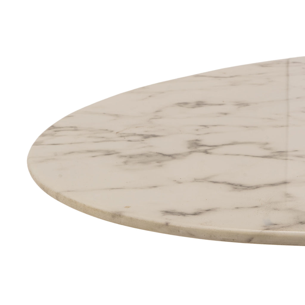 Tan Oval Marble Tulip Coffee Table
