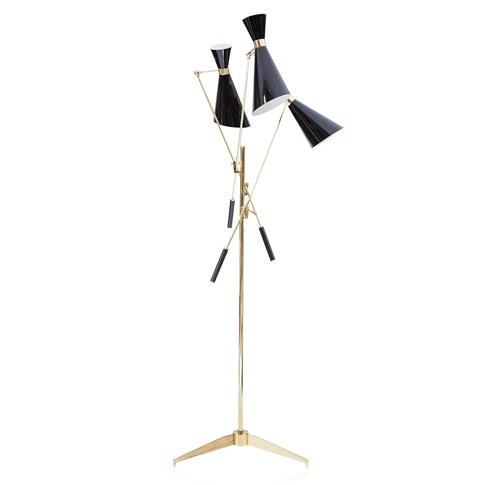 Black & Gold Three Arm Modern Floor Lamp