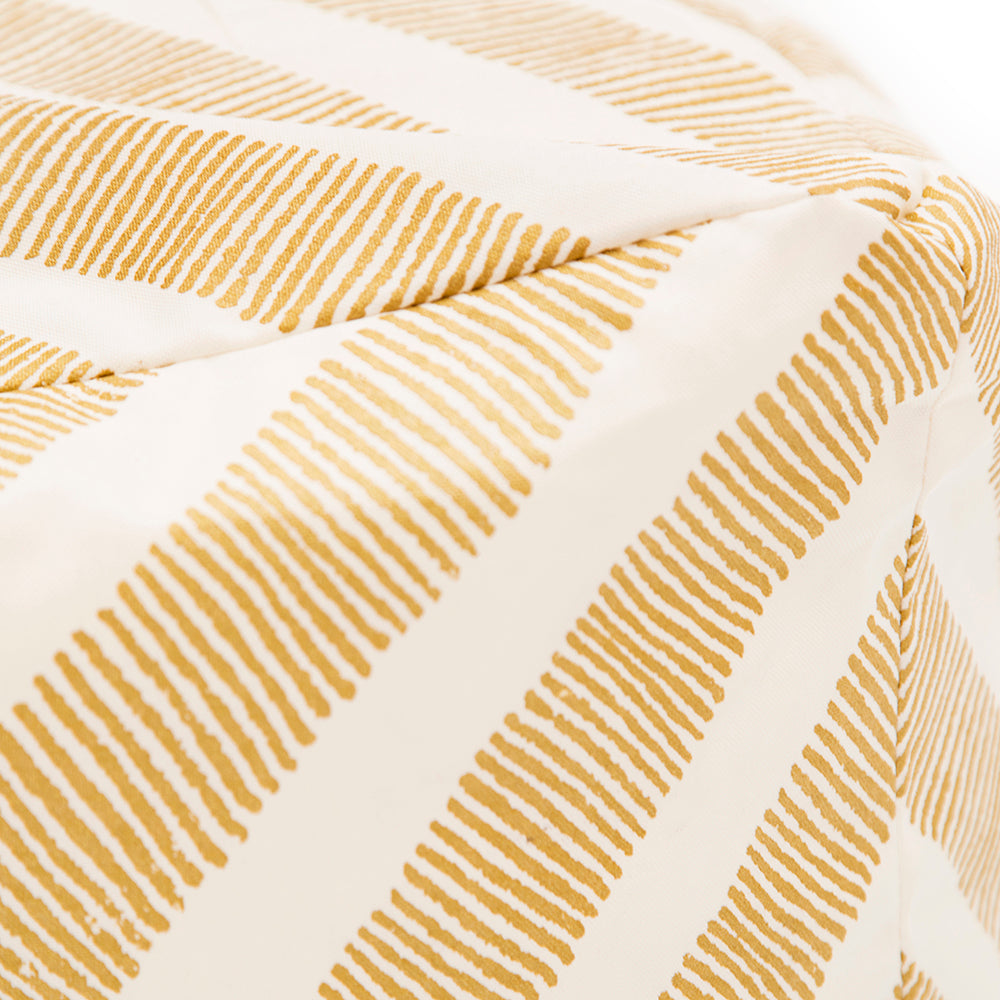 Gold & White Diamond Pattern Pouf