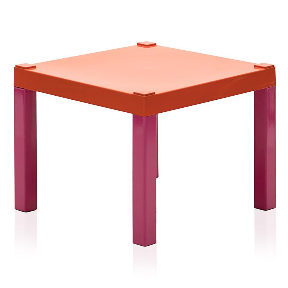 Orange and Pink Square End Table