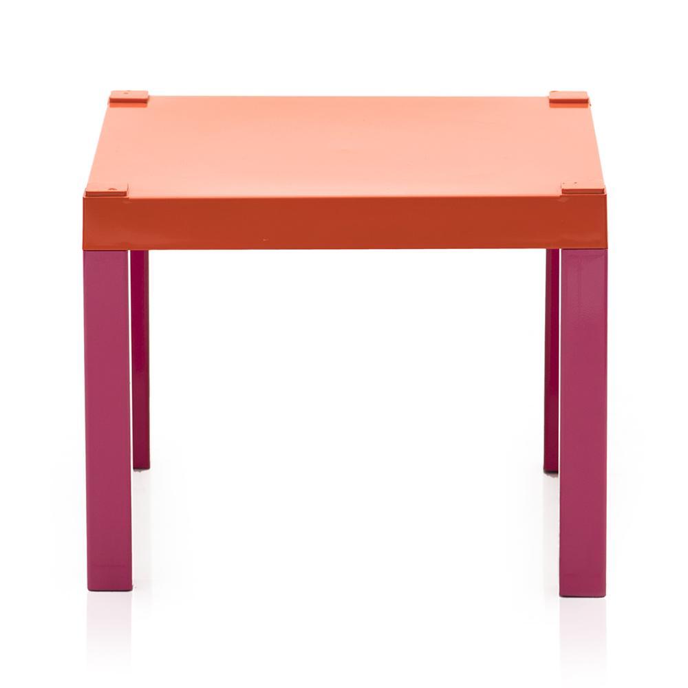 Orange and Pink Square End Table