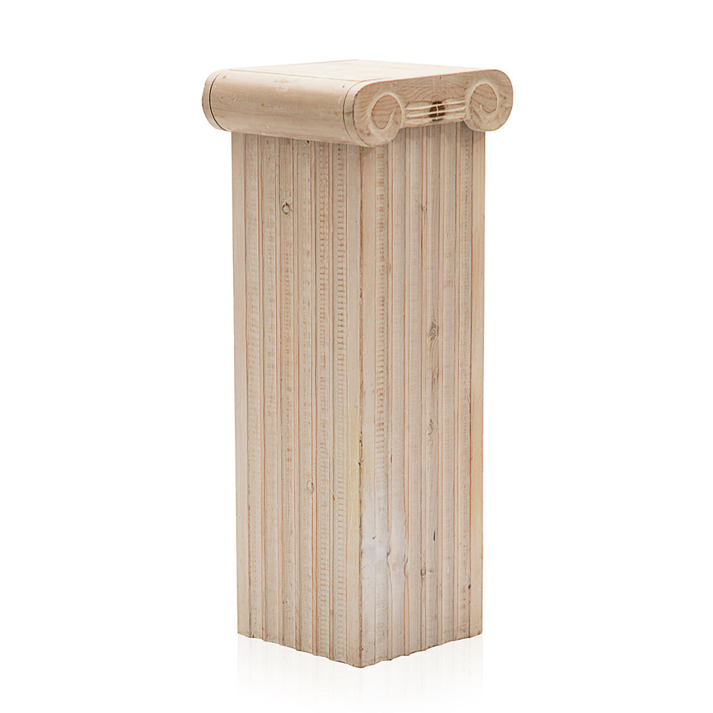 Tan Square Column Pedestal with Scroll Top