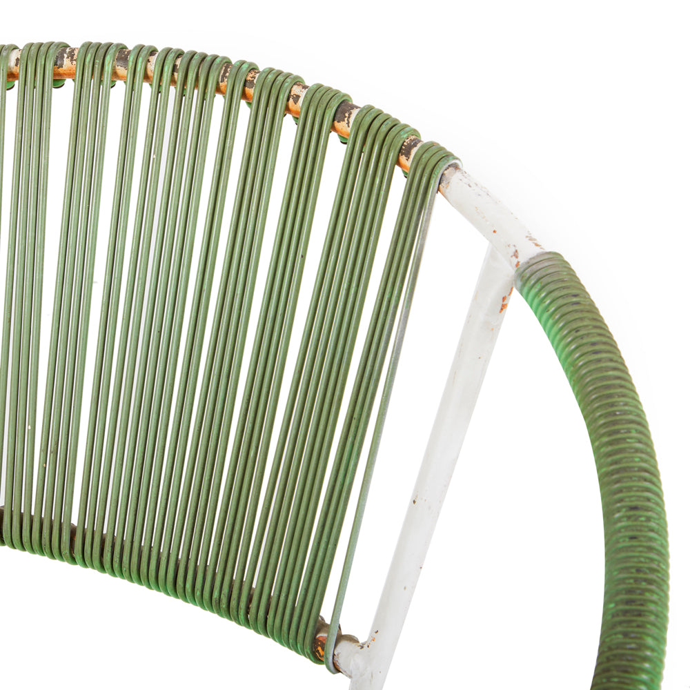 Cord Hoop Chair - Green with White Frame