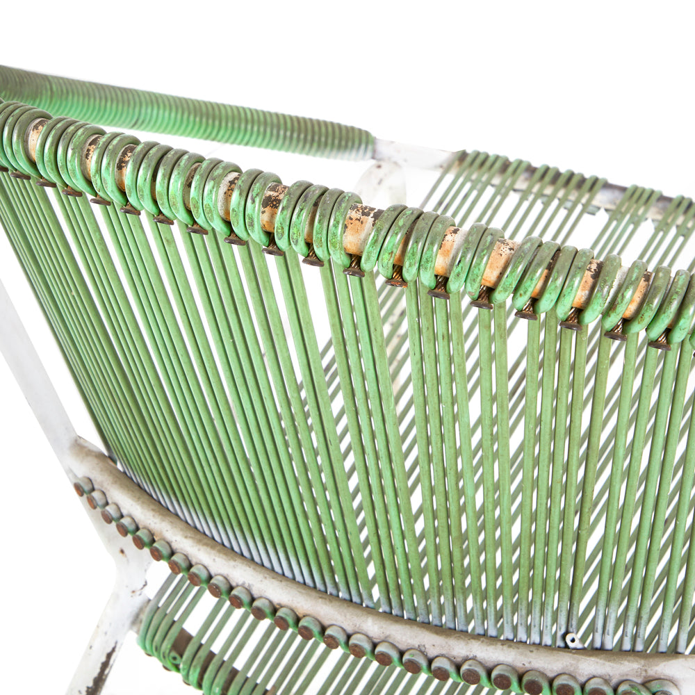 Cord Hoop Chair - Green with White Frame