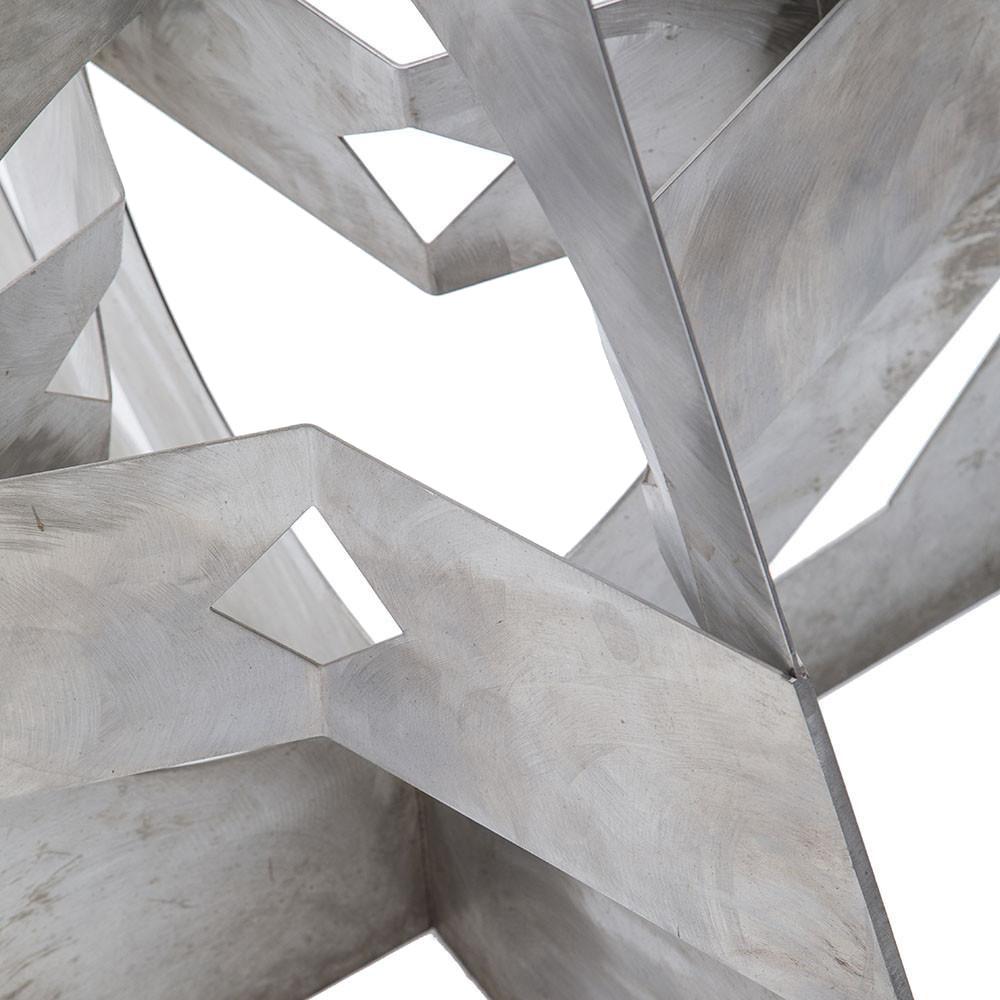 Silver Metal Pyramid Floor Sculpture