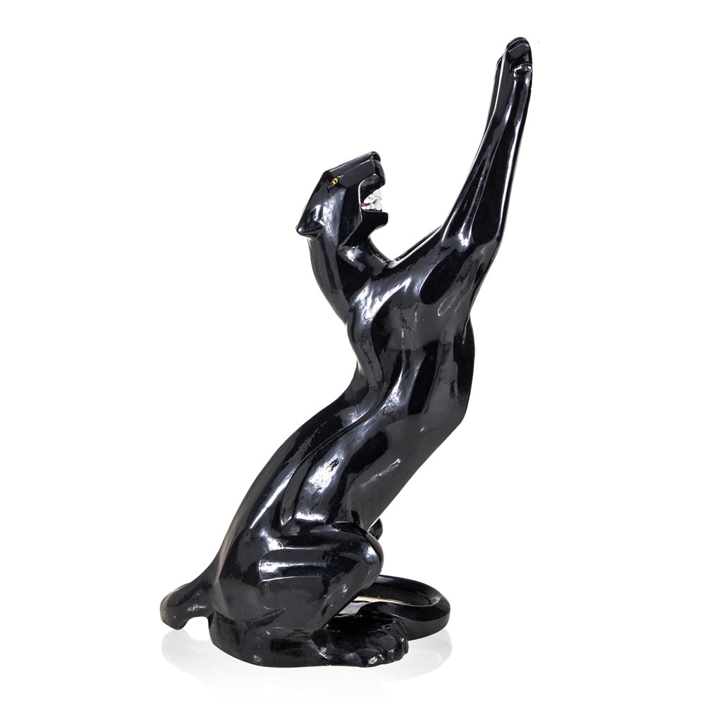 Black Standing Panther Floor Sculpture