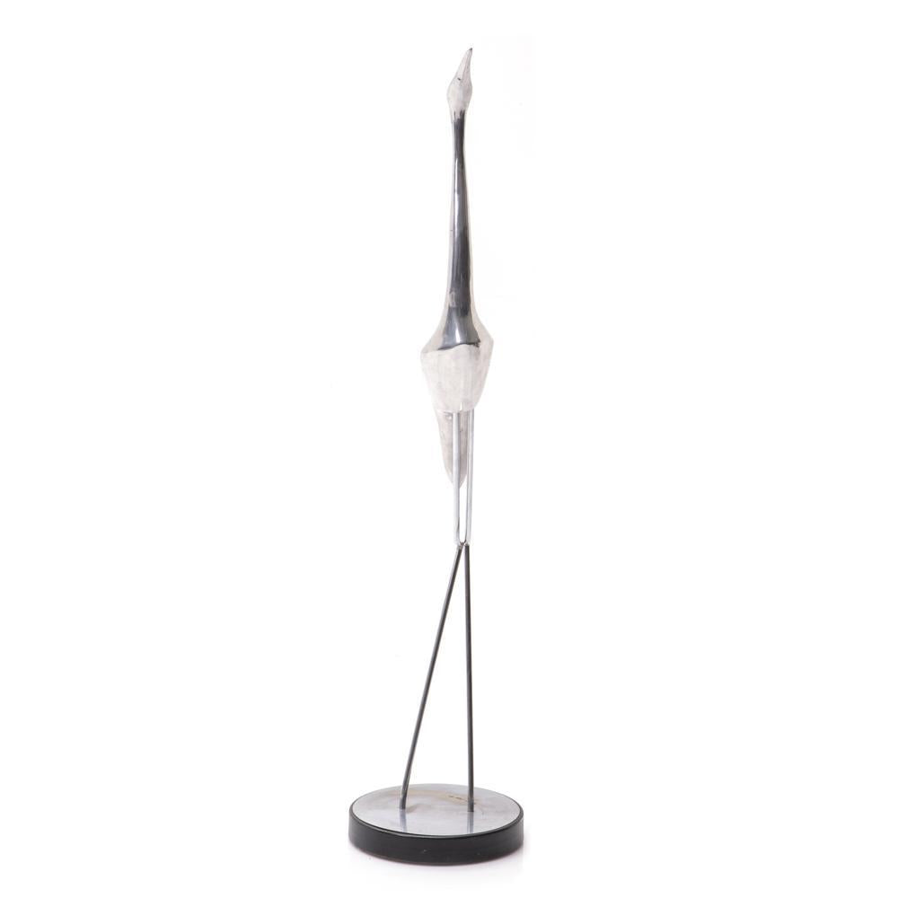 Thin Chrome Crane Scculpture