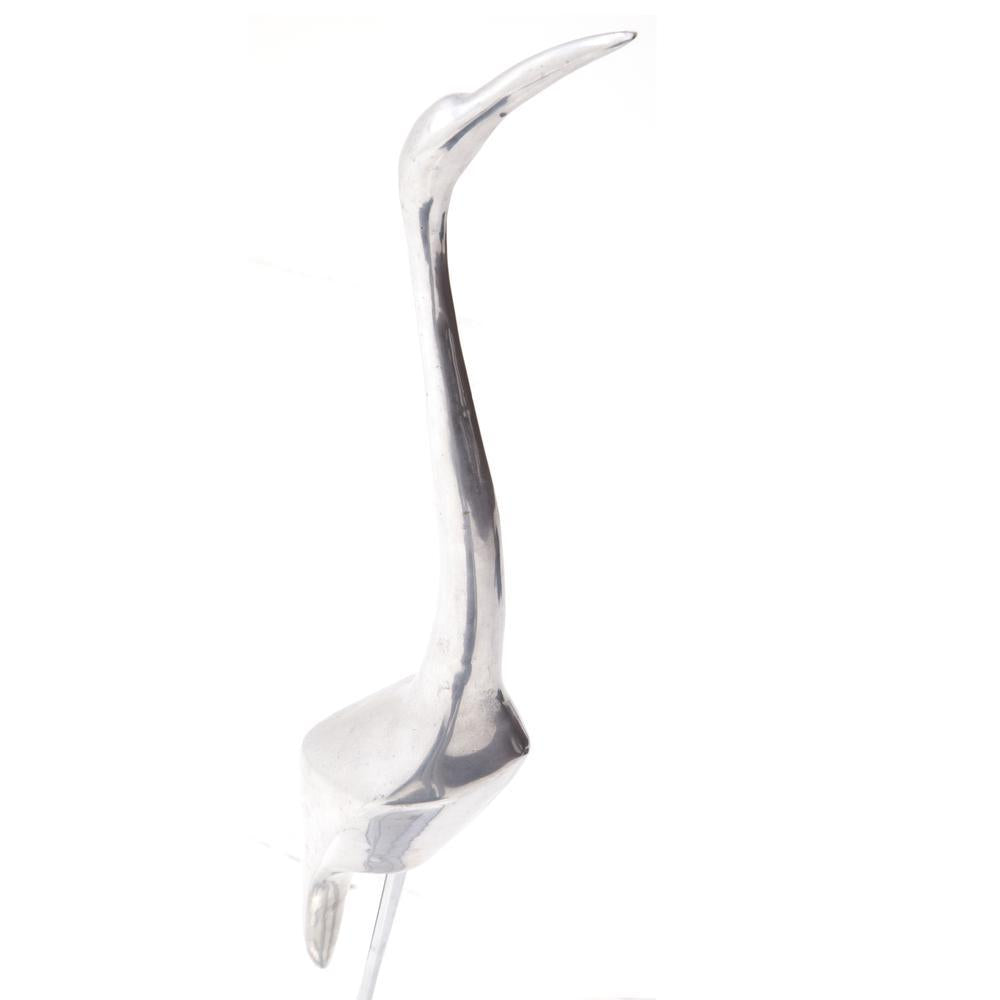 Thin Chrome Crane Scculpture