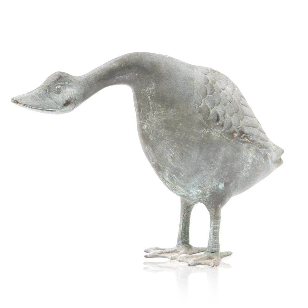 Grey Metal Goose Garden Sculpture
