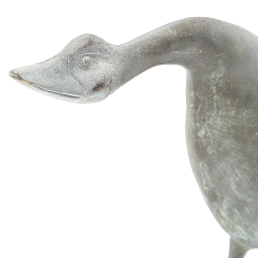 Grey Metal Goose Garden Sculpture