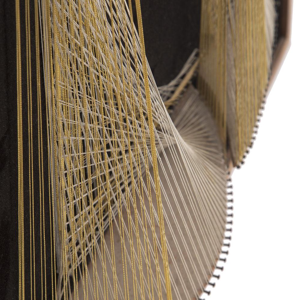 Tan Boat String Art - Black Velvet Back Frame