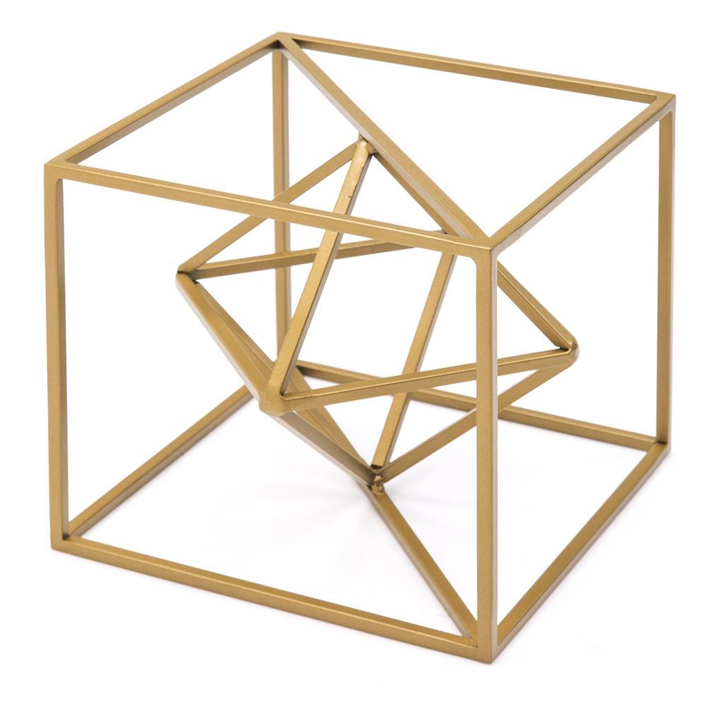 Geometric Gold Wire Cube (A+D)