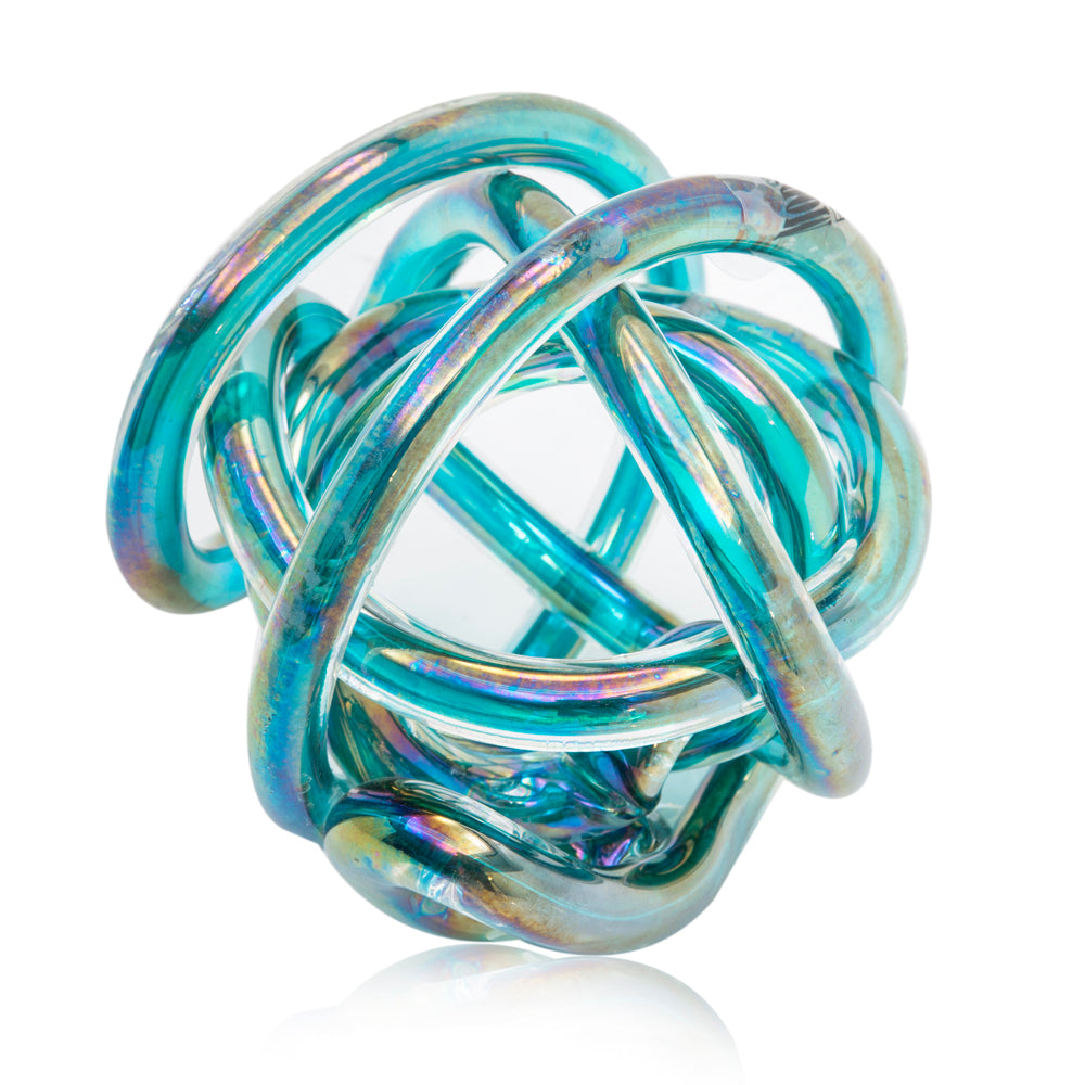 Green Blue Iridescent Turquoise Glass Swirl Sculpture (A+D)