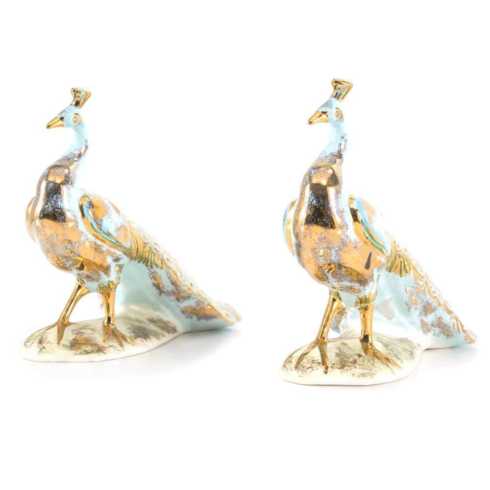 Gold and Blue Ceramic Peacock (A+D)