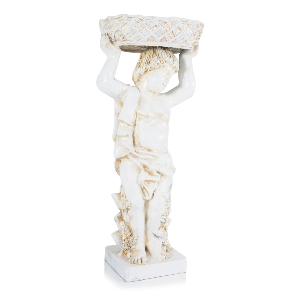 White Cherub Lawn Ornament Sculpture