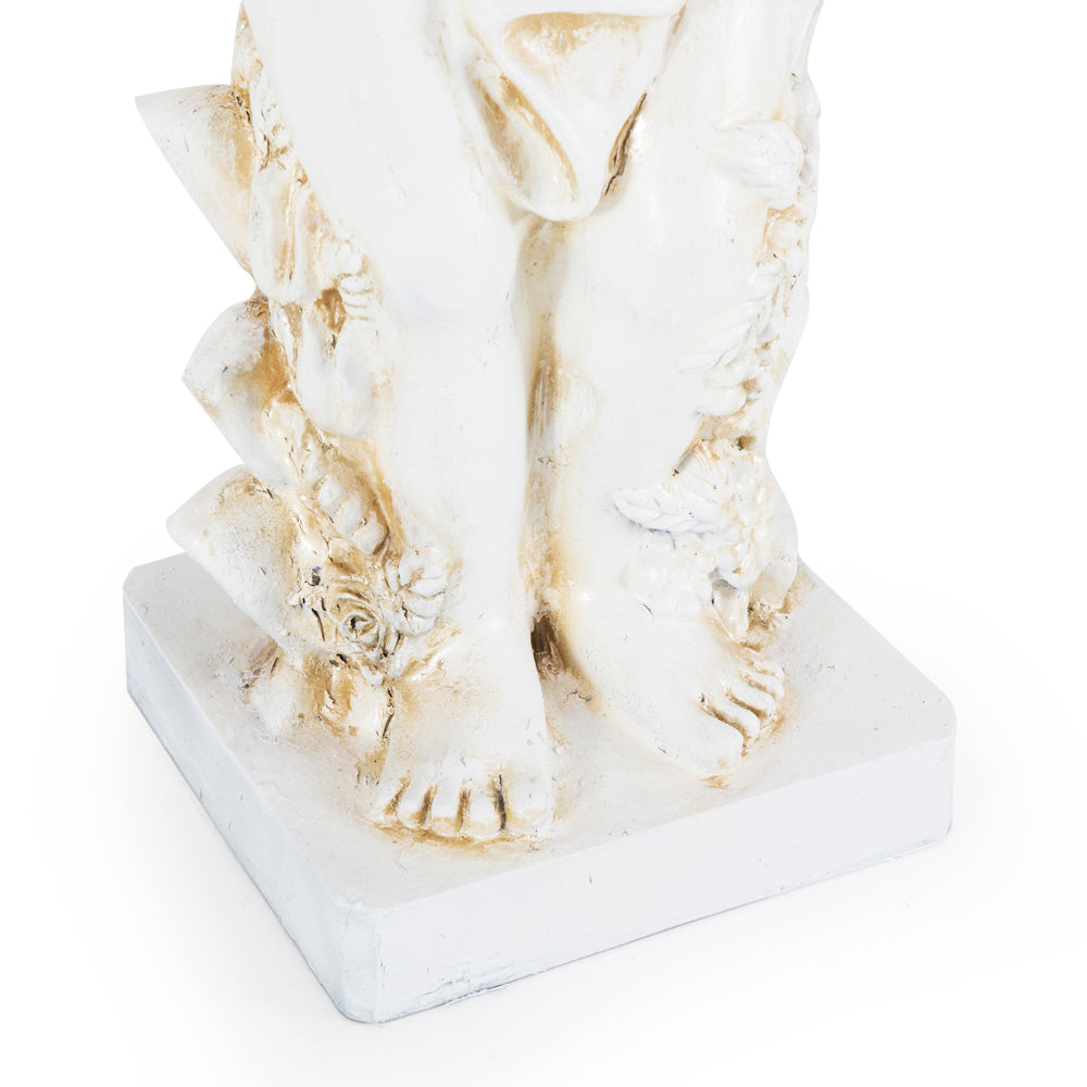 White Cherub Lawn Ornament Sculpture