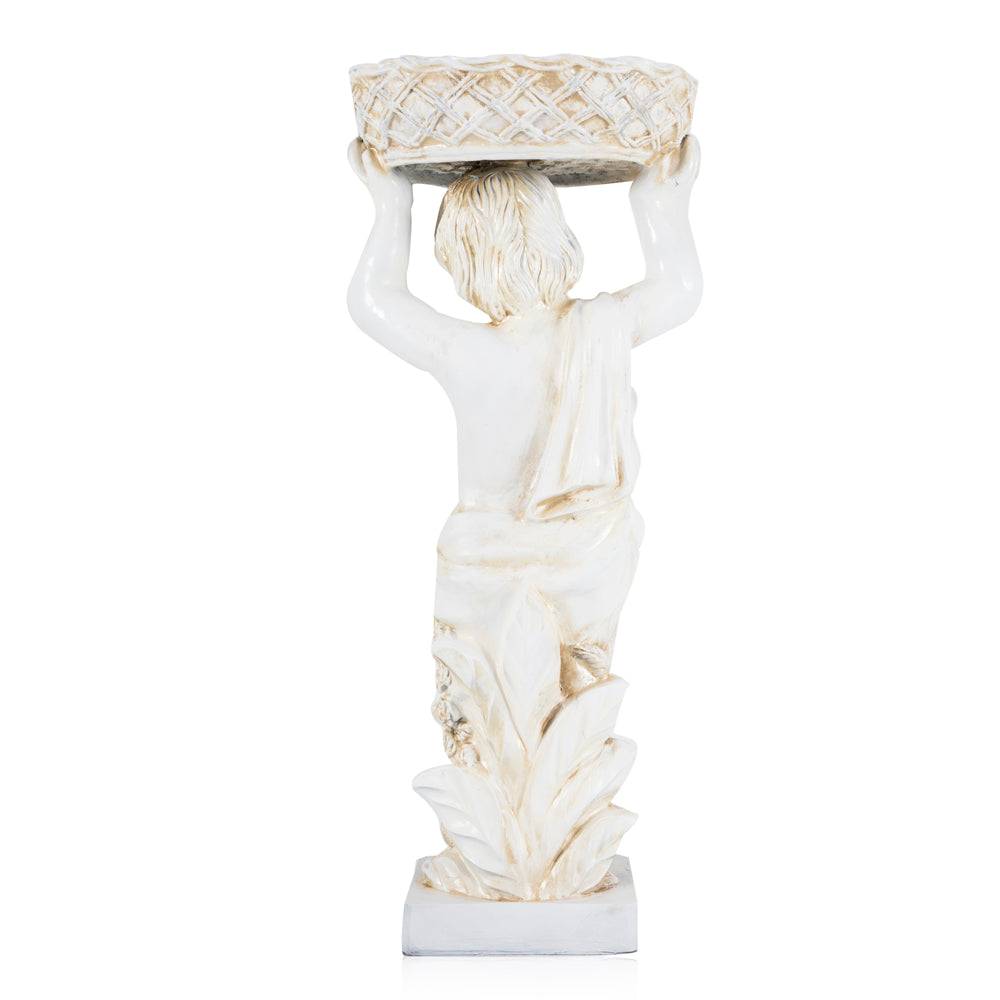 White Cherub Lawn Ornament Sculpture