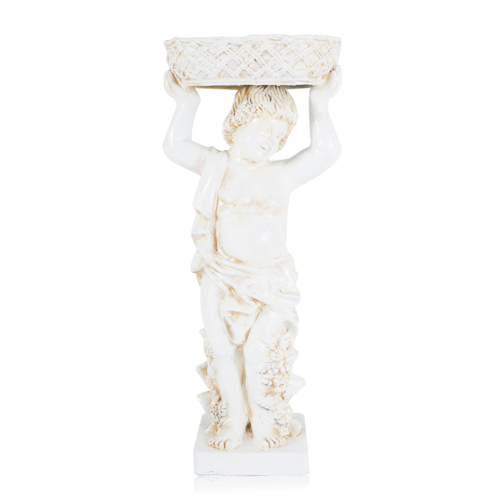 White Cherub Lawn Ornament Sculpture