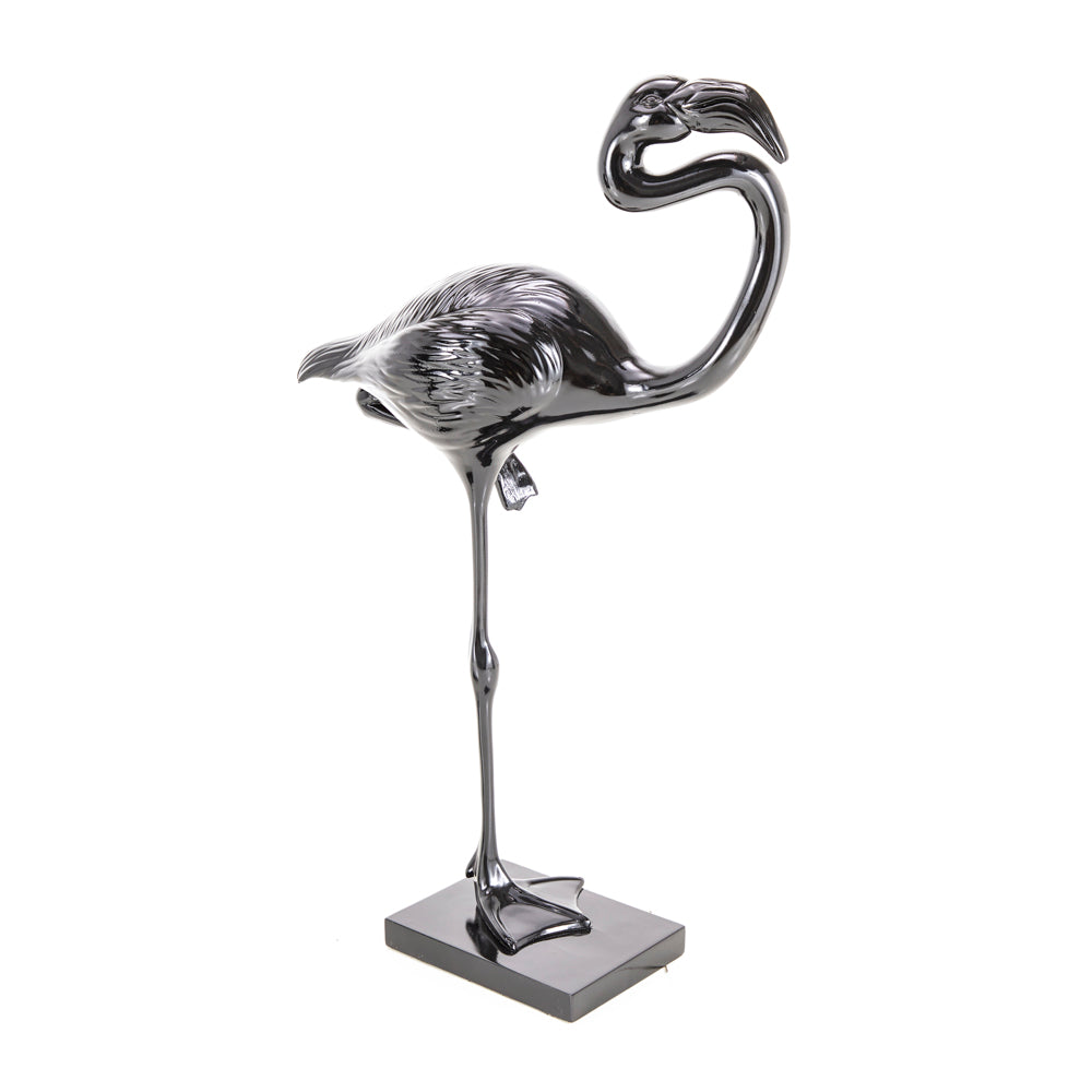 Black Shiny Flamingo Sculpture