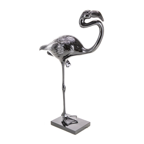 Black Shiny Flamingo Sculpture