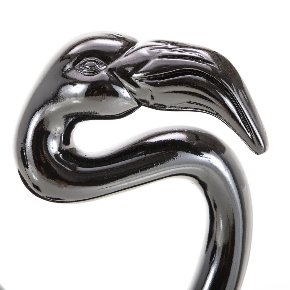 Black Shiny Flamingo Sculpture