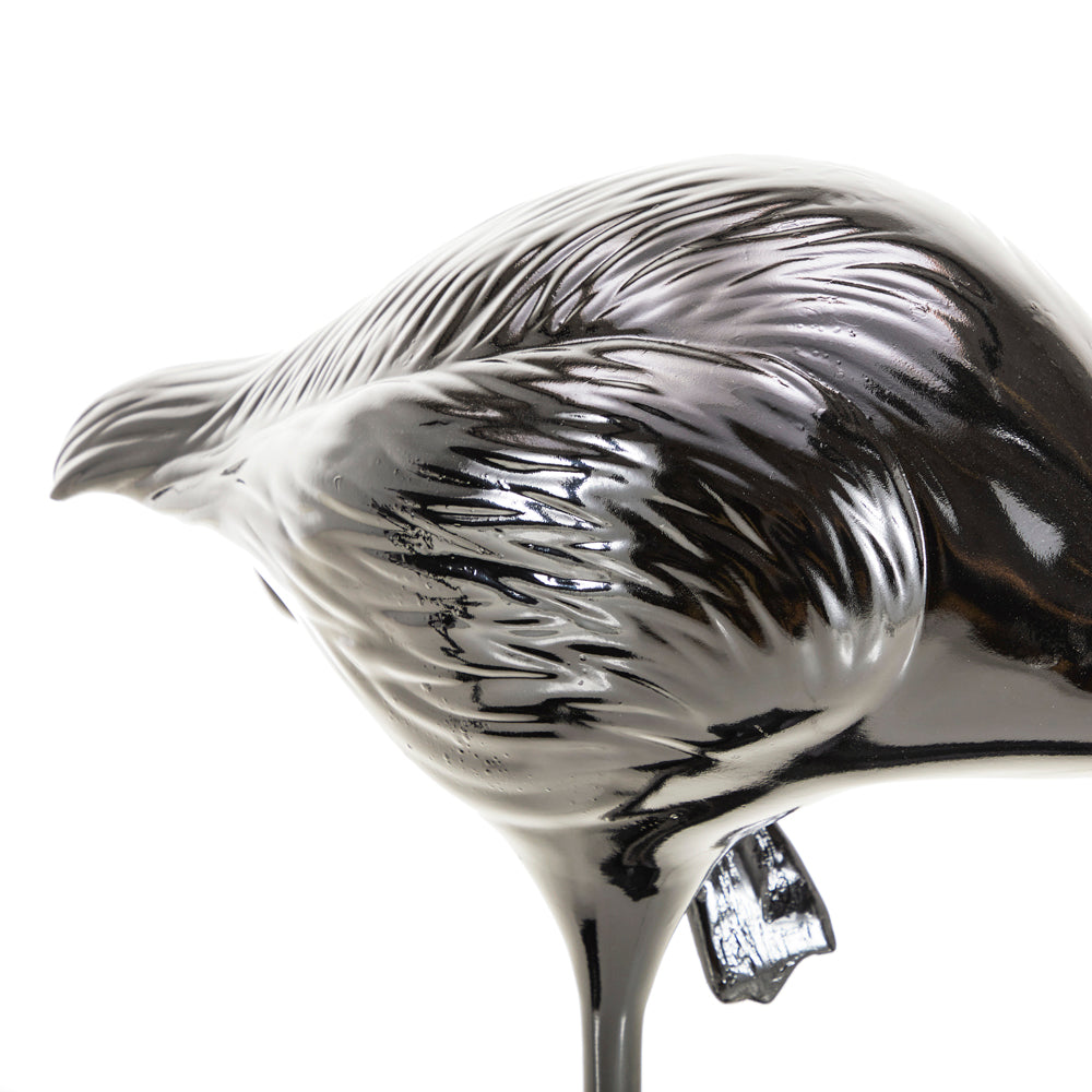 Black Shiny Flamingo Sculpture
